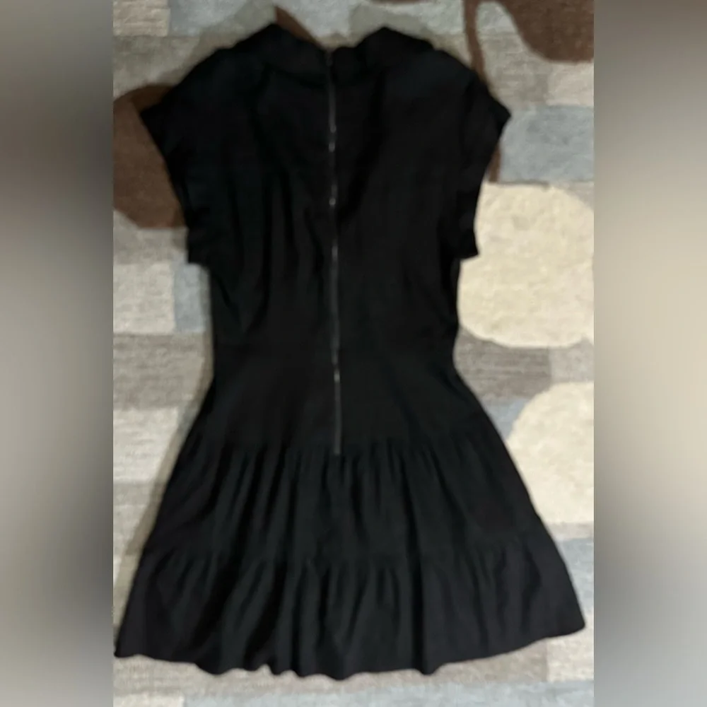 Alice + Olivia Sleeveless Mila Linen Twist Front Black Mini Dress ZB5